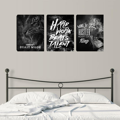 Motivational Black Poster Wall Art Entrepreneur Hustle Hard Work Quotes Poster Prints Inspirational Office Art Wall Poster Picture Artwork for Workplace Office Bedroom (36" Wx 16" H)