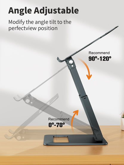 tounee Laptop Stand for Desk Adjustable Height, Telescopic Computer Stand with Pull Out Design Ergonomic Laptop Riser Fits All Laptops 10-17"-Gray