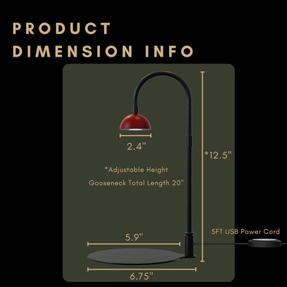 BoostGro Desktop Grow Lamp Terrarium Light Plant Light on Table with Flexible Gooseneck Lamp for Terrarium Kitchen Vetegable Succulent Lamp with Auto Timer 3/6/12Hrs, 4 Brightness Levels (Red)