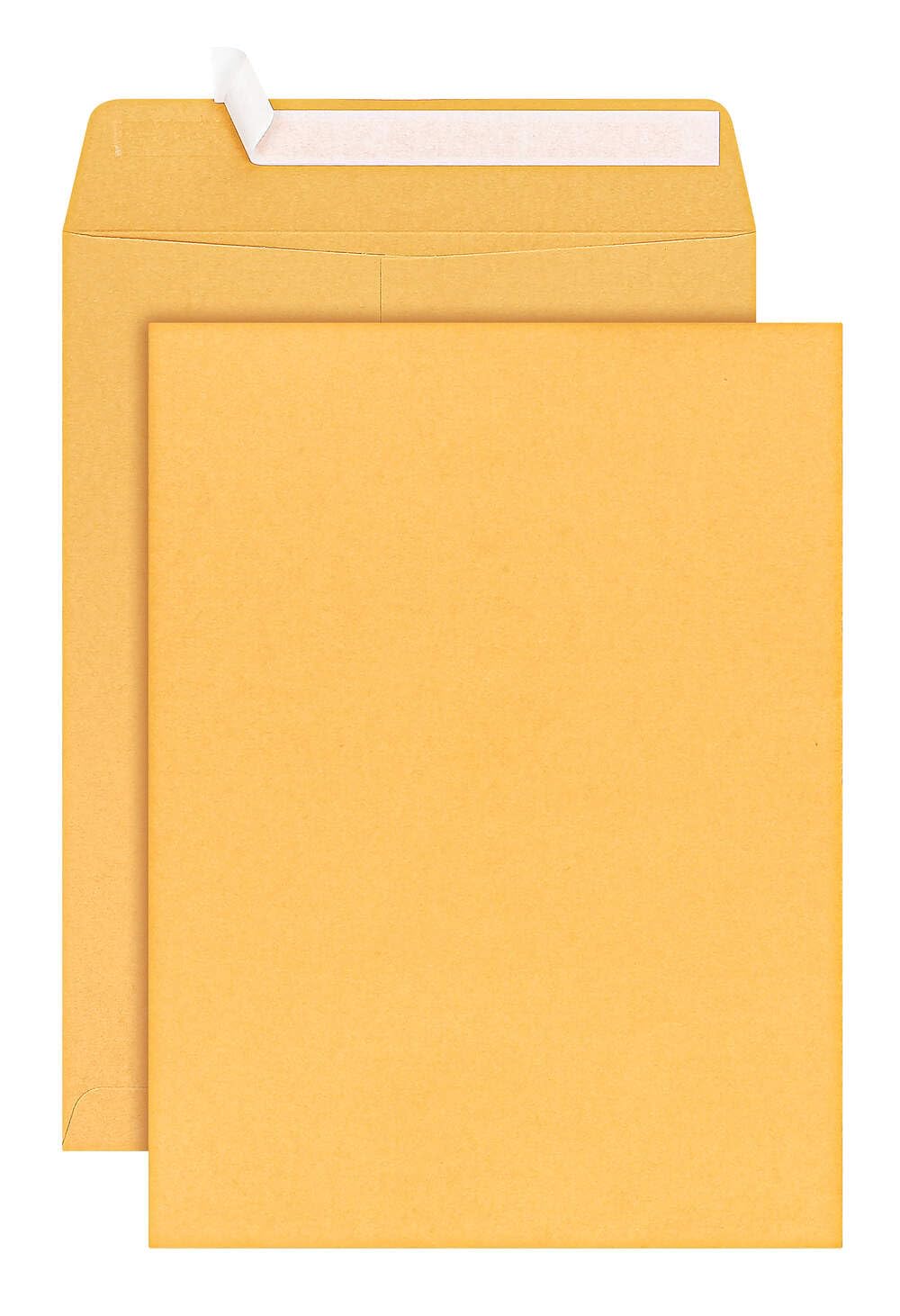 Catalog Envelopes (Open End), Brown Kraft, 28 Pound. 100 Per Pack. (Peel And Seal, 9"x12")
