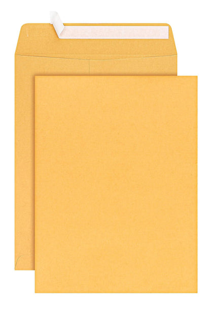Catalog Envelopes (Open End), Brown Kraft, 28 Pound. 100 Per Pack. (Peel And Seal, 9"x12")