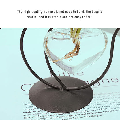 Lifeuping 2PCS Desktop Heart Glass Planter Vase Holder, Cat Plant Metal Stand Cat Gifts for Hydroponics Plants Terrarium Home Garden Decor Outdoor Planter Ideas Cat Lovers