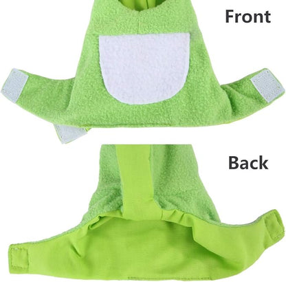 Sun Conure Bird Diaper Flight Suit Frog Shape Hoodie Cosplay Photo Prop for Parrots African Greys Parakeet Cockatiel, Bird Hoodie Small Animals Apparel (L)