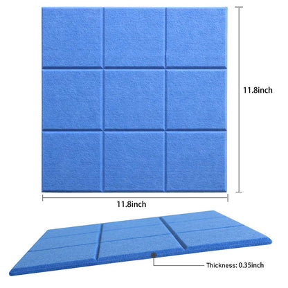 Uoisaiko Large Felt Board Tiles for Wall with 30 Push Pins, 11.8"x11.8" Pack of 6 Pin Board Notice Boards for Home Office Kitchen, Bulletin Board Wall Tiles for Photos Memos (Blue+Grey, 6 Pack)