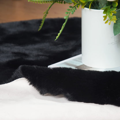 ORINOVA Faux Rabbit Fur Rug Machine Washable Area Rugs Black Fur Rug for Living Room Fuzzy Rugs for Bedroom Teen Room Decor Small Sheepskin 2x3 Rectangle Rugs