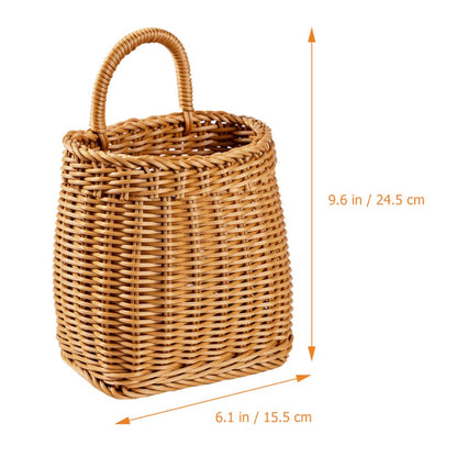 Woven Seagrass Storage Basket - Wall Mounted Planters with Rattan Flower Pot - Hanging Wicker Basket