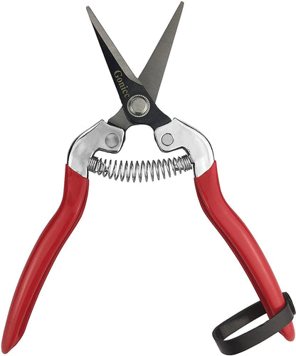 gonicc 8" Professional Premium Titanium Bypass Pruning Shears (GPPS-1003), Hand Pruners, Garden Clippers, Bonsai Cutters (Red Micro-Tip Pruning Snip)