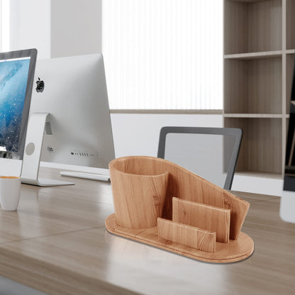 RHCSZ Fashion PU Leather Pen Holder Office Supplies Desk Organizer Storage Box,Desktop Caddy Organizers & Business Cards Holder,Pencil Holders(Apricot Faux Leather)