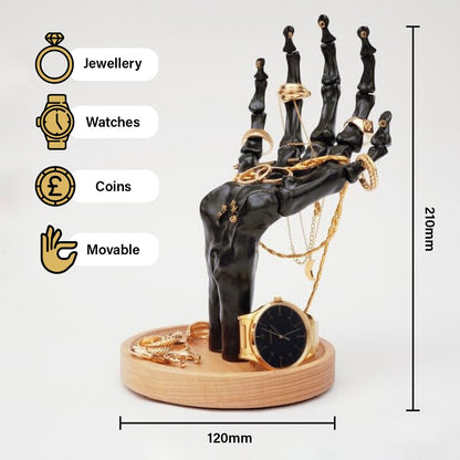 Suck UK Gothic Decor - Skeleton Hand - Gothic Home Decor - Jewelry Holder - Goth Gifts For Women - Jewelry Organizer - Halloween Decorations - Goth Desk Accessories - Ring Holder - Trinket Dish Black