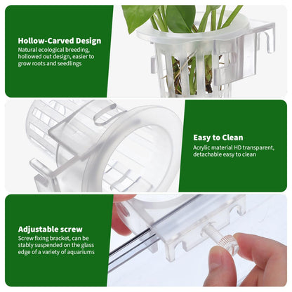 TOYANDONA 4pcs Aquarium Hanging Plant Holder Aquatic Planter Cups for Fish Tank Decoration Water Design for Aquatic Plant Cultivation