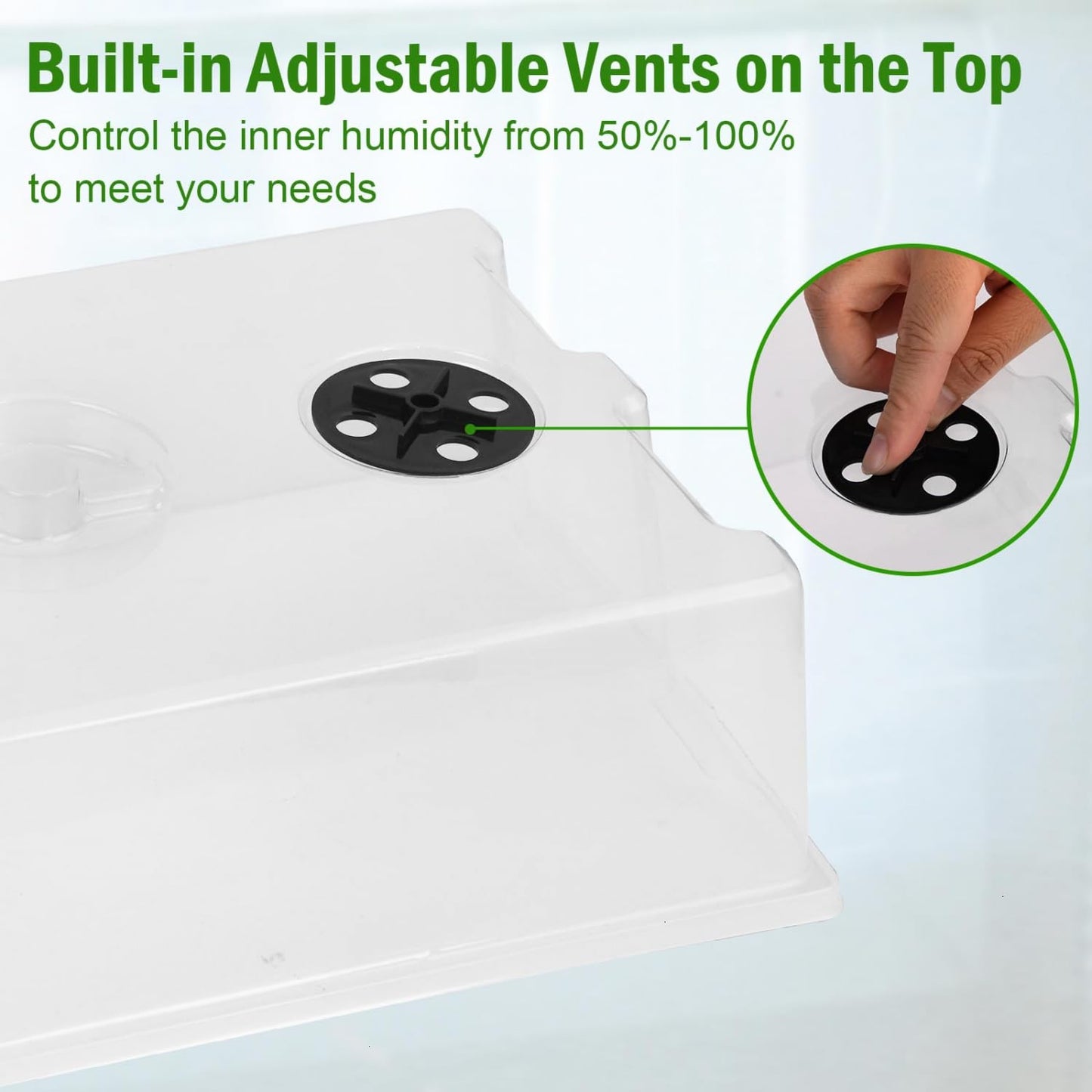 YoleShy 5 Packs Seed Starter Tray with Dome Reusable Plastic Plant Growing Trays with Humidity Domes Thickened Sturdy for Seed Starting Germination Growing Seedling Propagation,14.5"x9"