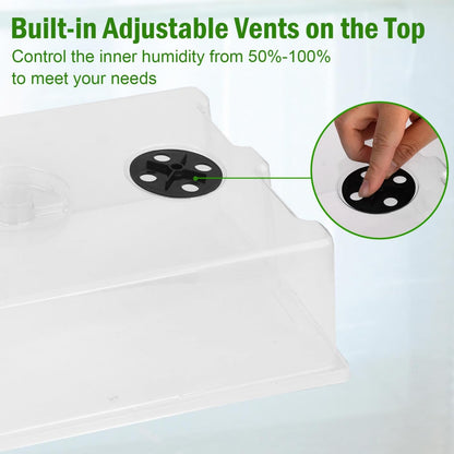 YoleShy 5 Packs Seed Starter Tray with Dome Reusable Plastic Plant Growing Trays with Humidity Domes Thickened Sturdy for Seed Starting Germination Growing Seedling Propagation,14.5"x9"