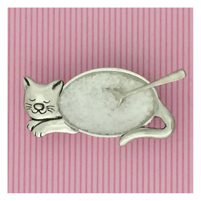 Basic Spirit Cat Salt Bowl with Spoon Pewter Cellar Container for Spices Snacks Side Dishes Pet Animal Lover Gift