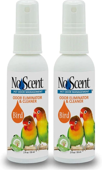 No Scent Bird Cage Cleaner Spray & Pet Odor Management, Natural Aviary Freshener (2 Fl Oz / 59 mL) Pack of 2