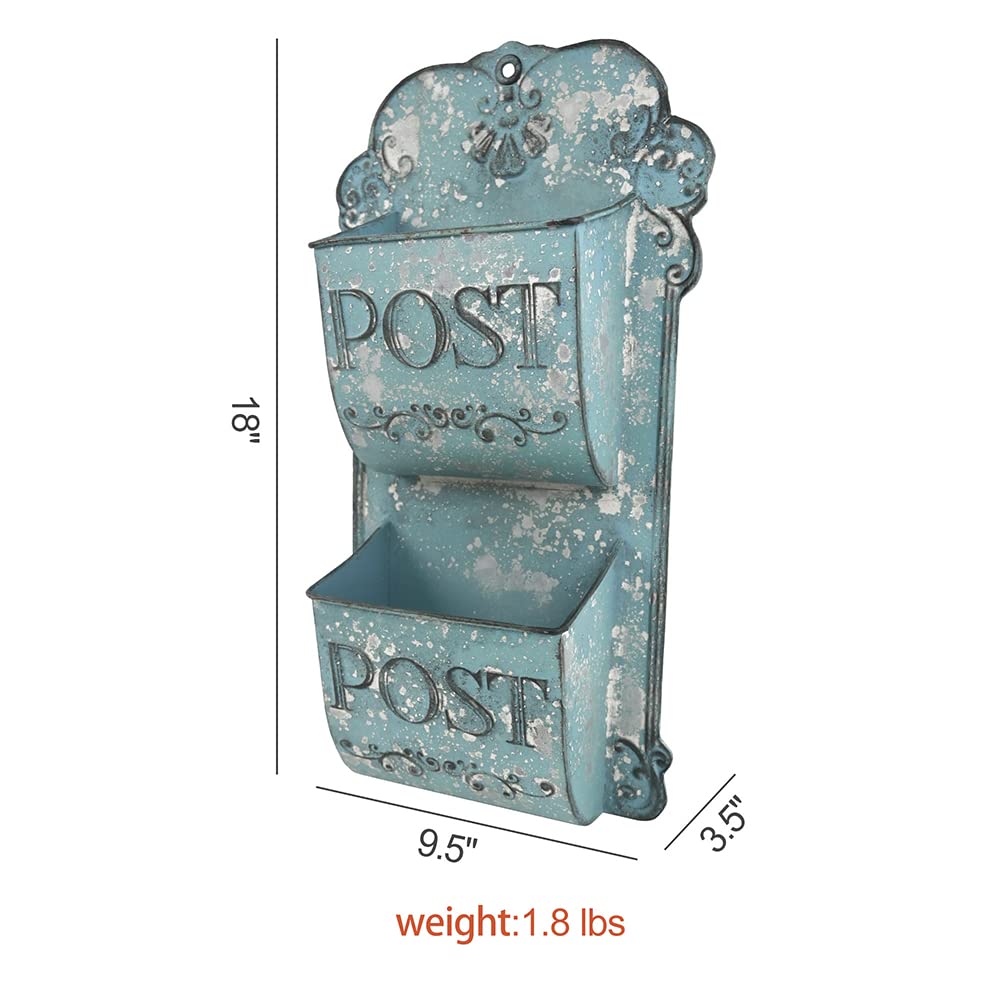 All Chic Metal Hanging Planter Wall Mounted Planters Metal Wall Planter Wall Vase Indoor Outdoor Wall Planter for Farmhouse Decor (Blue)