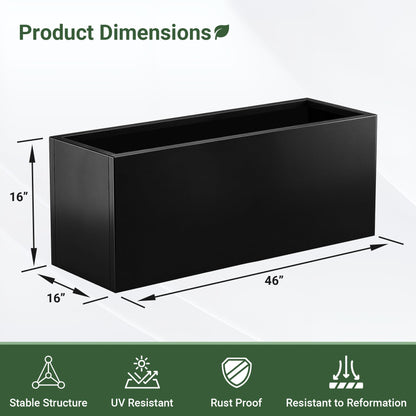 Toriexon Metal Planter Box 46” x 16” x 16”, Heavy Duty Tall Rectangle Planter Box with with Drainage Holes & Rust-Proof Coating, Modern Outdoor/Indoor Black Planter Box for Porch, Garden, Patio, Yard