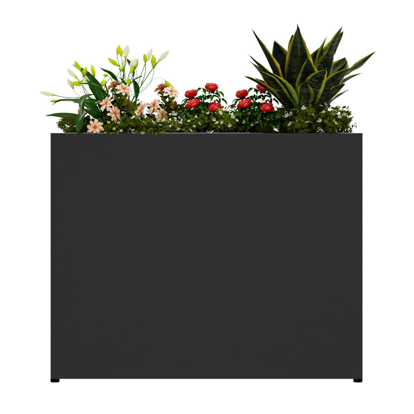 GMTALNBO 38" L x 10" W x 30" H Black Planter Box - Thickened Galvanized Steel with Weather-Resistant Coating, Heavy-Duty Raised Garden Bed for Outdoor Plants, Easy Assembly & Adjustable Feet