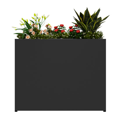 GMTALNBO 38" L x 10" W x 30" H Black Planter Box - Thickened Galvanized Steel with Weather-Resistant Coating, Heavy-Duty Raised Garden Bed for Outdoor Plants, Easy Assembly & Adjustable Feet