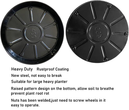 SIAMO 16" Heavy Duty Plant Caddy (430lbs Capacity)-Lockable Non-Scratch Swivel Casters Rolling Plant Stand Saucer for Large Ceramic Planters & Heavy Trees Indoor & Outdoor,2-Pack,Black
