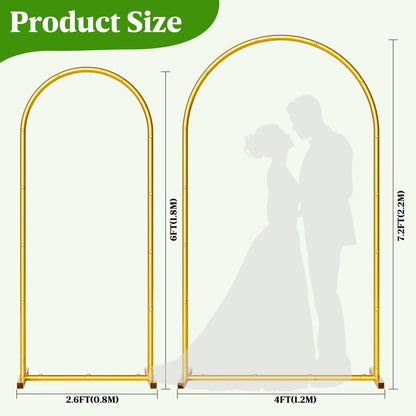 CludPark Metal Arch Backdrop Stand Wedding Arch Frame Set of 2 (7.2FT,6FT) Gold Balloon Backdrop Arch Stand for Wedding Ceremony Birthday Party Baby Shower Graduation Ceremony Decoration