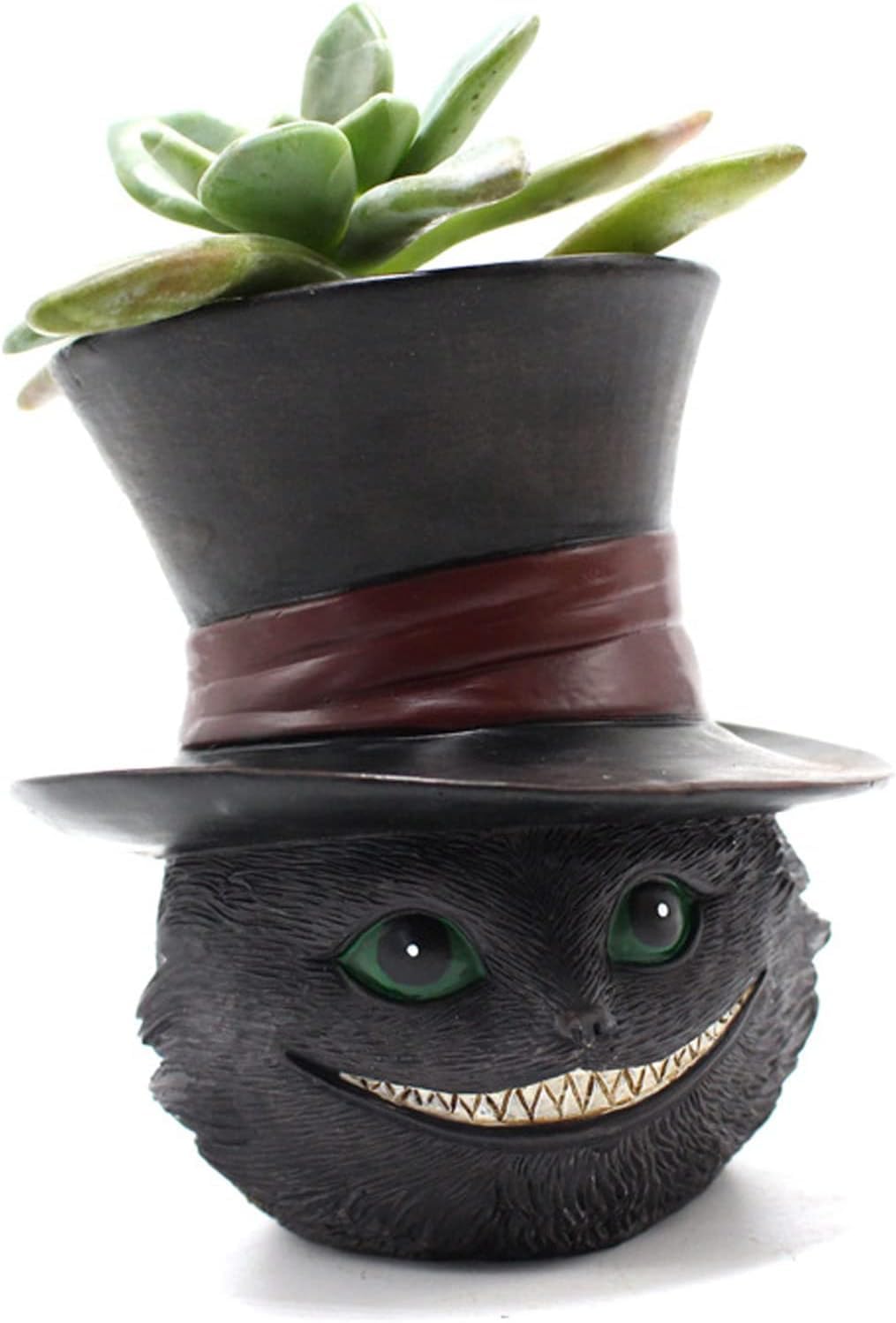 Unique Black Cat Head Little Planter Pot, Cute Succulent Indoor Flower Pot, Funny Novelty Resin Plant Flowerpot with Drain Hole, Cat Pen Brushes Holder, Lovely Desk Room Home Decor