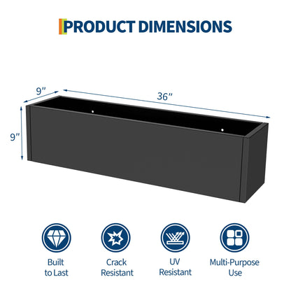 Garvee Metal Rectangular Planter Box 2 Pack, 36" Long Planter with Drainage Holes Hanging Flower Pot - Heavy Duty Window Sill Box Steel Planters for Outdoor/Indoor Plants, Flowers