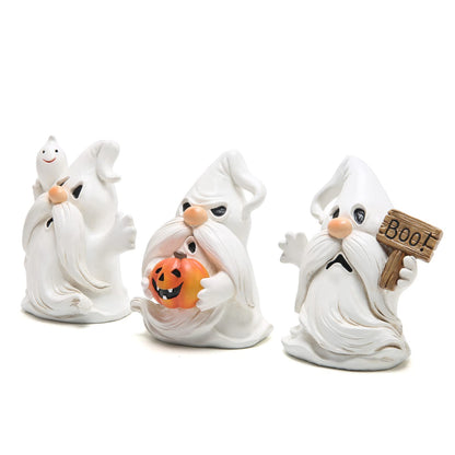 Hodao Halloween Ghost Figurines, Set of 3,Halloween Decorations White