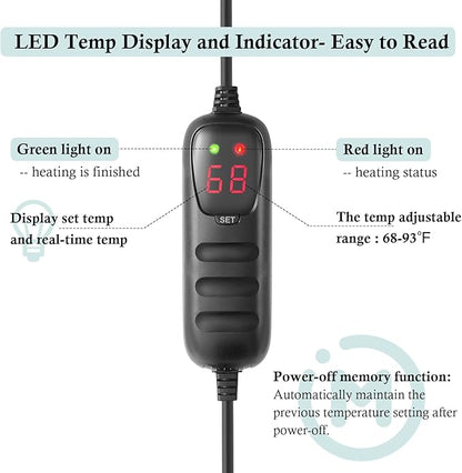 HITOP Compact Submersible Aquarium Heater -300W Digital Heater for Fish Tank/Turtle Tank, for Saltwater and Fresh Water with Temperature Controller