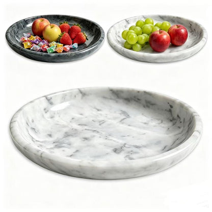 Marble Decorative Bowl，7.8" Elegant Modern Fruit Bowl for Kitchen Counter