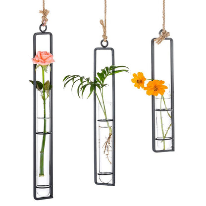Sziqiqi Glass Propagation Station Test Tube Vases Clear Glass for Cuttings, Buds, Greenery Hydroponic Plant Propagation Home Balcony Bath Wall Decoration Floral Container Set of 3 Black