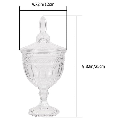 Cabilock European Style Glass Candy Jar with Lid - Crown Embossed Clear Crystal Canister for Candy/Cookies/Chocolate, Decorative Storage Jar for Home Table & Wedding Party