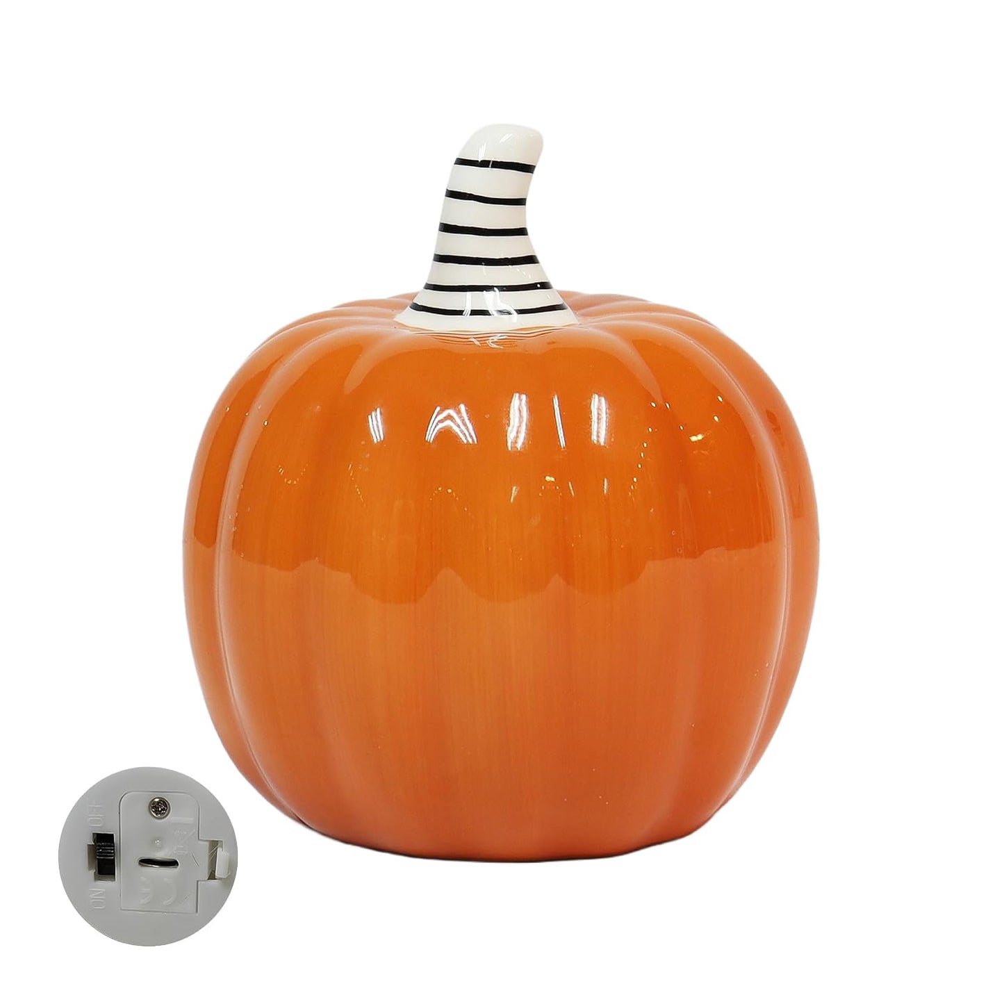 Midnight Manor Halloween LED Lighted Ceramic Jack O Lantern Battery Included (Orange)