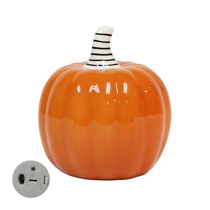 Midnight Manor Halloween LED Lighted Ceramic Jack O Lantern Battery Included (Orange)