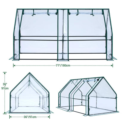 Ohuhu Portable Mini Greenhouse, 71"x36"x36" Greenhouses for Outdoors with Dual Large Zipper Doors & Ground Stakes, Waterproof & UV Protected Plastic Green House for Outside Garden Patio Transparent