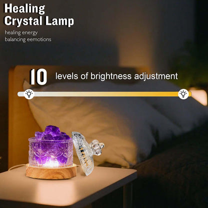 Runyangshi Amethyst Crystal Lamp Night Light - Natural Dream Amethyst Crystal Stone, 3 Lighting Modes with 10 Brightness Levels, Kid & Pet Friendly Design, USB Powered, Ideal for Home and Decor & Gift