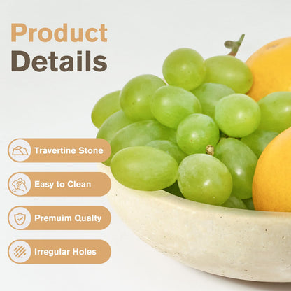 Dendrovia Marble Bowl Decorative, 7.8’’ Entryway Travertine Bowl For Keys Fruit Candy Jewelry, Natural Stone Bowls for Entry Table, Organic Modern Home Decor for Centerpieces, Beige