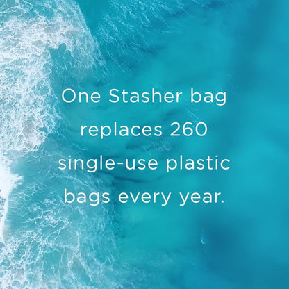 Stasher Premium Silicone Reusable Food Storage Snack Bag, Clear, Microwave, Sous Vide, Dishwasher, Oven and Freezer Safe, BPA Free, Leak-free, Eco-friendly, 12 Oz