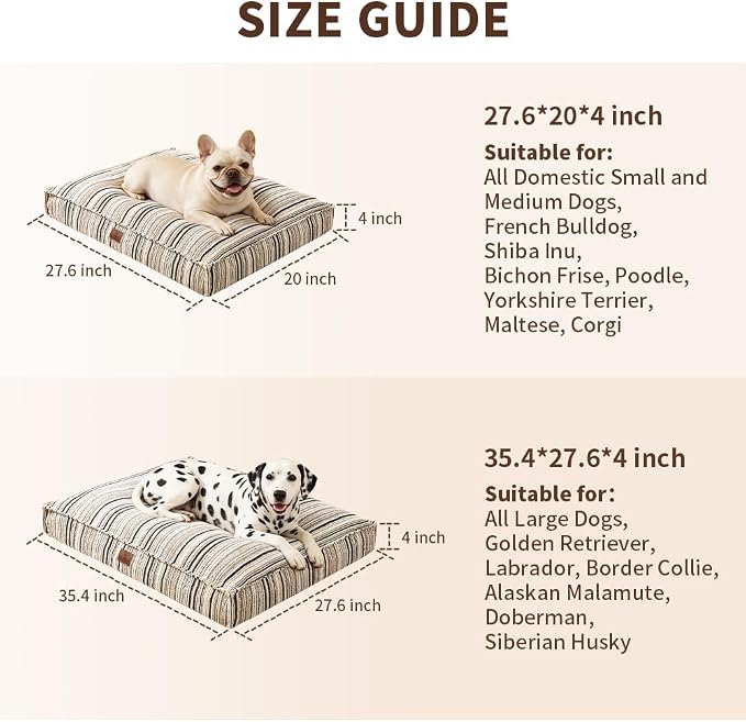 SOMAHE 4 Inch Orthopedic Dog Bed for Crate, 27 x 20 Inch, Orange Chenille | Washable Removable Cover, Waterproof Inner Liner, Non-Slip Bottom, Orthopedic Dog Crate Mattress for Medium & Large Dogs