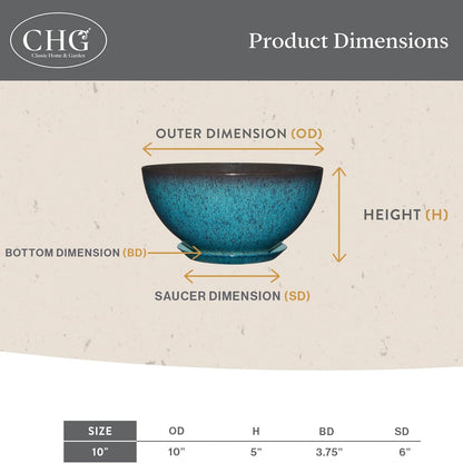 Classic Home and Garden by Growscape Rosie Modern Planter w/Drainage - Contemporary Planter Bowls - Shallow Round Vases for Small Plants - Versatile Indoor & Outdoor Pots (10” Weathered Copper)