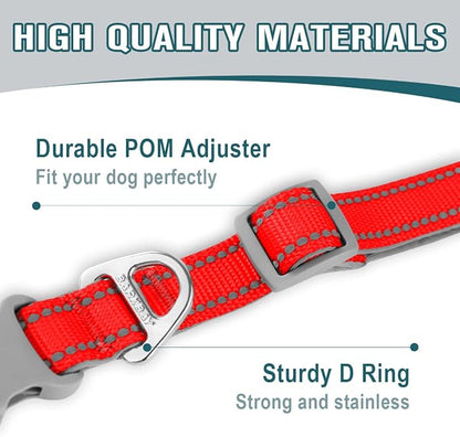 Dog Collar for Medium Small Large Dogs Reflective with Leash,Collar and Leash for Dogs,Soft Neoprene Padded 2 Pack(Red,L)