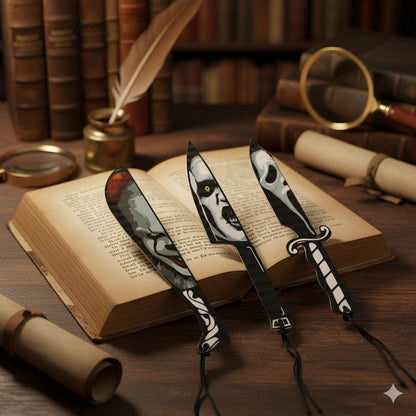 Horror Movie Knife Bookmark Set, Ghostface Gothic Dagger Bookmarks for Men & Women, Bookmarker Reading Gifts for Horror Book Lovers(6pc Knife)
