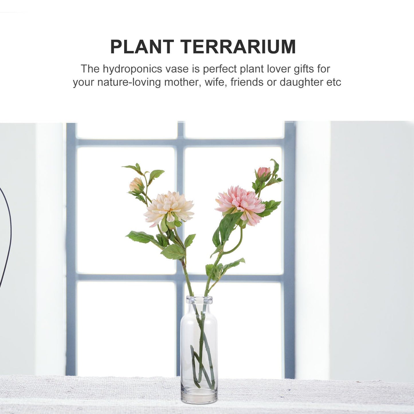 Toyvian Glass Hydroponic Vase for Desktop Plants, Small Ocean Blue Glass Planter, Home and Garden Decoration Terrarium
