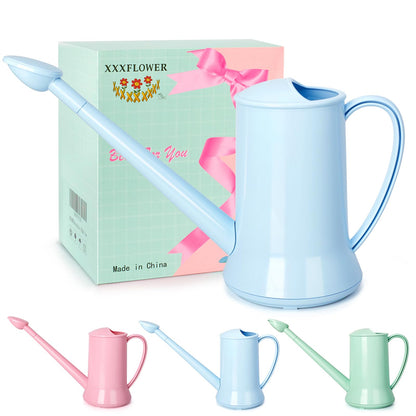 XXXFLOWER 1/2 Gallon Small Indoor Plant Watering Can, 2L Long Spout Removable Nozzle Flower Watering Pot for Office House Indoor Garden（Blue, 67 oz）