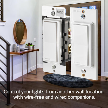 Leviton Decora Smart Switch, Wi-Fi 2nd Gen, Neutral Wire Required, Works with Matter, My Leviton, Alexa, Google Assistant, Apple Home/Siri & Wired or Wire-Free 3-Way, D215S-1RW, White