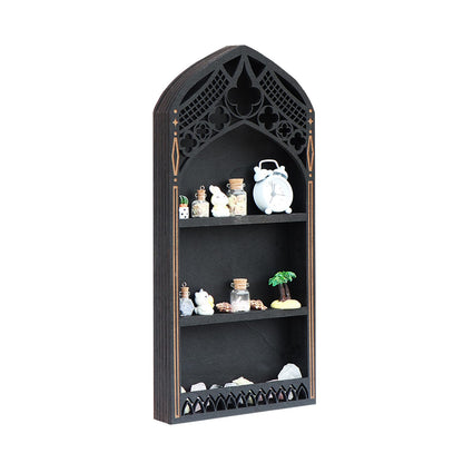 Xinsheinelry French Multi Layer Shelf for Crystal Mineral Agates Decorations Easy to Assemble Tiers Wooden Layer French