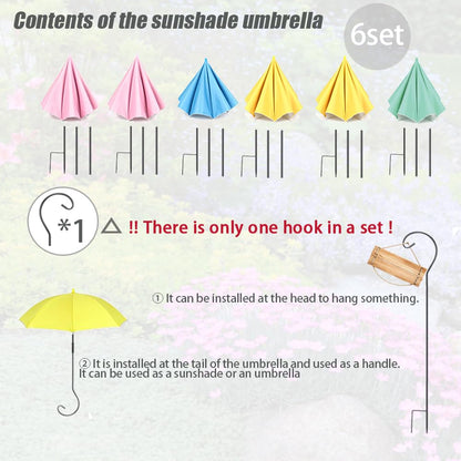 Vorriop Upgraded 6pcs Plant Umbrellas for Outdoor Plants，Garden Beds Shade，Adjustable Height Provides Shade for Potted to Protect Their Flowers from Intense Sunlight and Rain