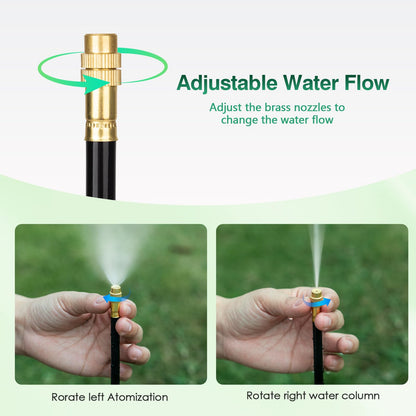 39FT Garden Mister System, Automatic Garden Watering System with 360-degree Bending Dropper Atomizing Copper Nozzle, Drip Irrigation System for Garden, Greenhouse, Yard, Lawn, Plant (12 Spray Nozzles)