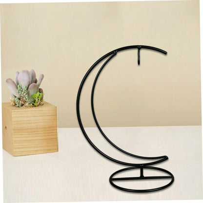Garneck Moon Plant Stand Ornament Display Holder Iron Half Moon Pendulum Stand for Hanging Glass Ornaments and Air Plants Modern Decorative Rack for Home Office Balcony Garden Space Saving