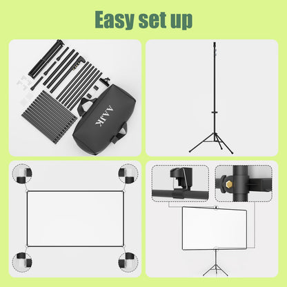 AAJK 60in Projector Screen with Stand,Portable 16:9 4K HD Indoor Outdoor Projection Screen with Wrinkle-Free Design, Ideal for Home Theater and Backyard Cinema – Includes Carry Bag (60IN) (60)