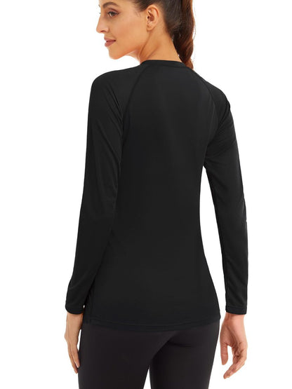 MAGCOMSEN Women's UPF 50+ SPF Long Sleeve Swim Shirt, Fishing & Hiking Rash Guard - Black